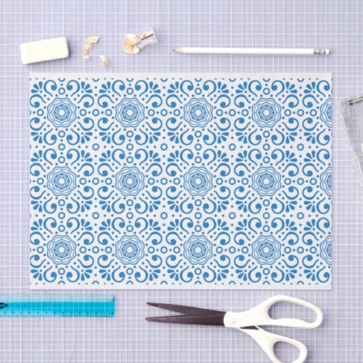 Blauw en wit Patroonpapier Tissuepapier (Craft)