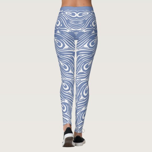 Blauw en wit pauw ontwerp leggings (Achterkant)