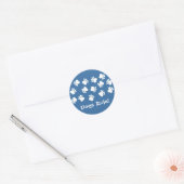 Blauw en wit Paw Prints Ronde Sticker (Envelop)