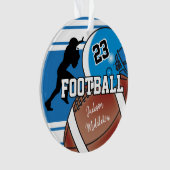Blauw en wit personaliseer Football Ornament (voorkant)