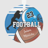 Blauw en wit personaliseer Football Ornament (achterkant)