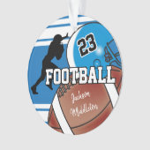 Blauw en wit personaliseer Football Ornament (voorkant)