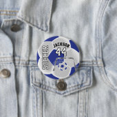 Blauw en wit personaliseer Voetbal Ronde Button 7,6 Cm (In situ)