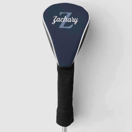 Blauw en Wit Persoonlijk Monogram Golfheadcover (Voorkant)