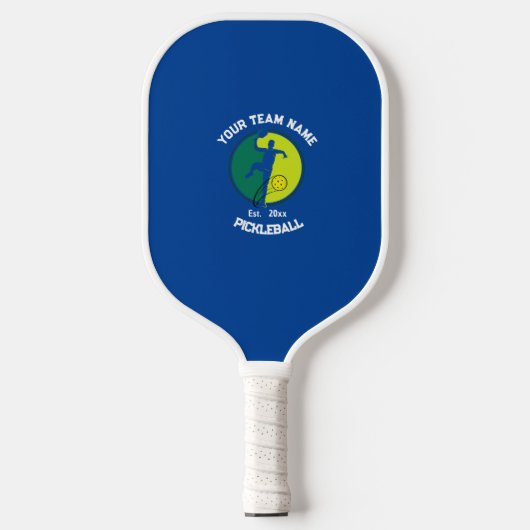 Blauw en Wit Pickleball Club Team Speler Custom Pickleball Paddle (Voorkant)