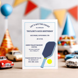 Blauw en Wit Pickleball Verjaardagsfeestje Kaart