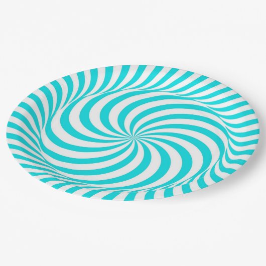 Blauw en wit Pinrad Papieren Bordje (Gekanteld)