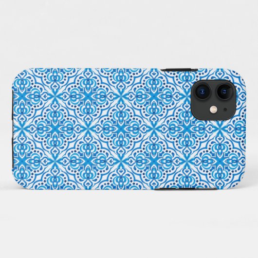 Blauw en wit platform Case-Mate iPhone case (Achterkant (horizontaal))