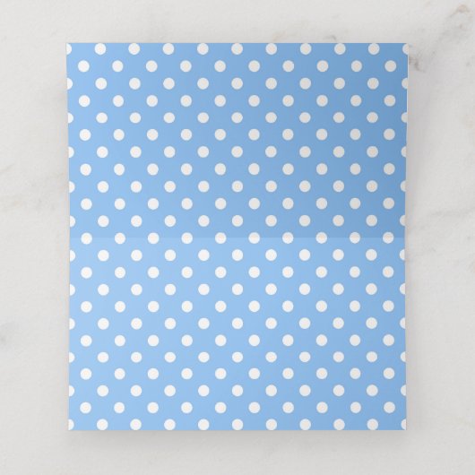 Blauw en wit Polka Dot Olifant Baby shower Plaatskaartje (Binnenkant ongevouwen)