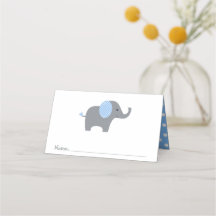 Blauw en wit Polka Dot Olifant Baby shower