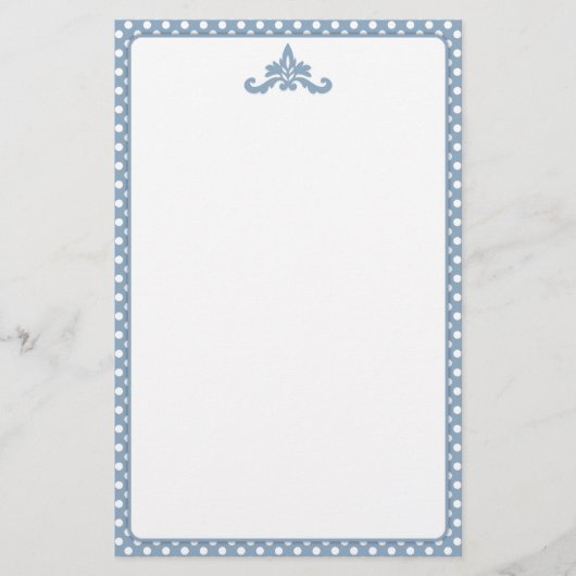 Blauw en wit Polka Dot Stationery Briefpapier (Voorkant)