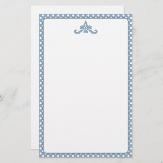 Blauw en wit Polka Dot Stationery Briefpapier (Voorkant / Achterkant)