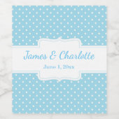Blauw en Wit Polka Dot Wijnlabel Wijn Etiket (Enkel label)