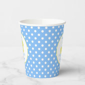 Blauw en wit Polka Dot Yellow Duck Baby shower Papieren Bekers (Links)