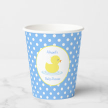Blauw en wit Polka Dot Yellow Duck Baby shower