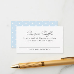 Blauw en Wit Polka DotBaby Douche Luier Raffle Informatiekaartje