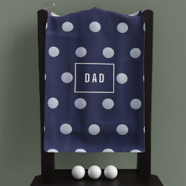Blauw en Wit Polka Dots Modern Monogrammed Golfhanddoek