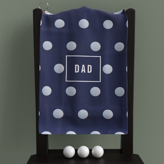 Blauw en Wit Polka Dots Modern Monogrammed Golfhanddoek