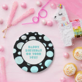 Blauw en wit Polka Dots Retro Modern Fun Papieren Bordje (Feest)