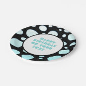 Blauw en wit Polka Dots Retro Modern Fun Papieren Bordje (Gekanteld)