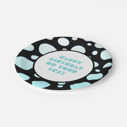 Blauw en wit Polka Dots Retro Modern Fun Papieren Bordje (Gekanteld)