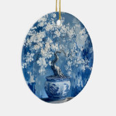 Blauw en wit Porselein China Chinoiserie Cherry Keramisch Ornament (Rechts)
