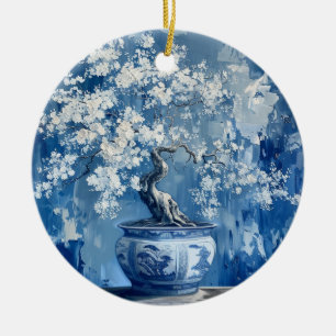 Blauw en wit Porselein China Chinoiserie Cherry Keramisch Ornament