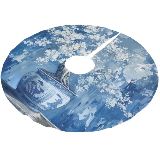 Blauw en wit Porselein China Chinoiserie Cherry Kerstboom Rok (Gekanteld)