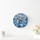Blauw en wit Porselein China Chinoiserie Cherry Ronde Klok (Huis)