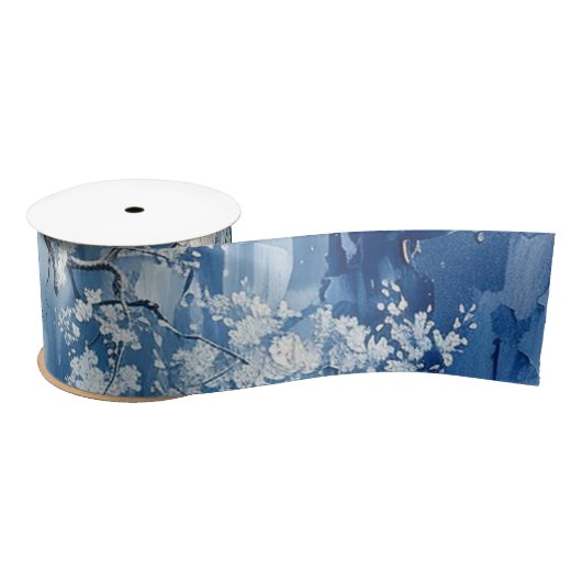 Blauw en wit Porselein China Chinoiserie Cherry Satijnen Lint (Spoel)