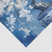 Blauw en wit Porselein China Chinoiserie Cherry Tissuepapier (Detail)