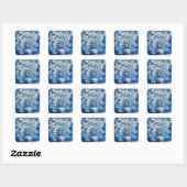 Blauw en wit porselein Chinees cherry  Vierkante Sticker (Vel)