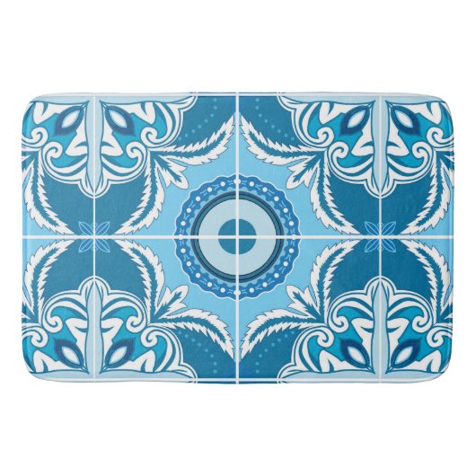 💙 Blauw en wit Porto Azulejos, Badmat (Voorkant)