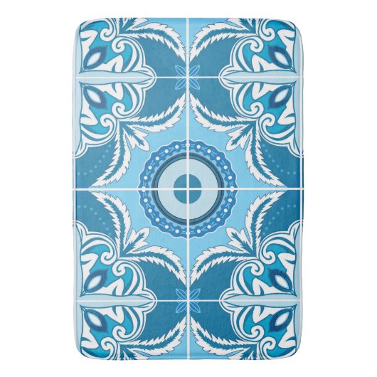 💙 Blauw en wit Porto Azulejos, Badmat (Voorkant Verticaal)