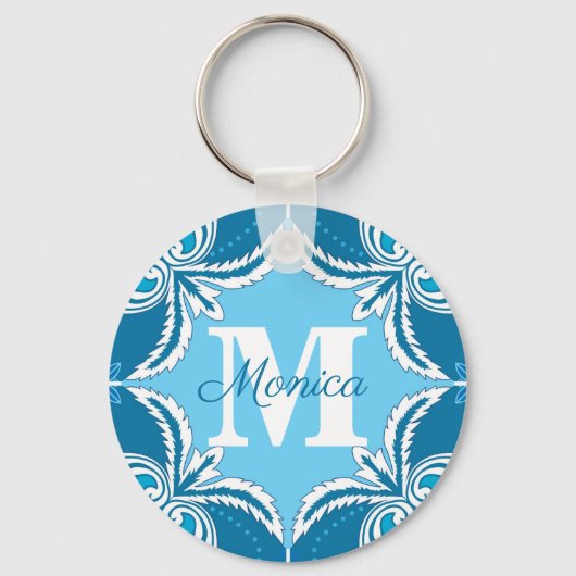 💙 Blauw en wit Porto Azulejos, Sleutelhanger (Voorkant)