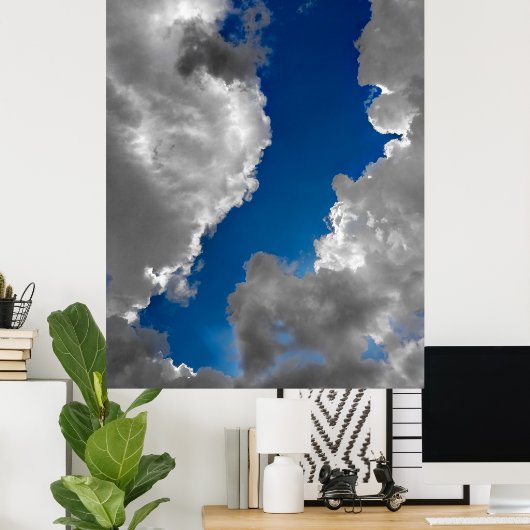 Blauw en wit poster (Thuiskantoor)