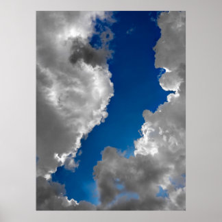 Blauw en wit poster