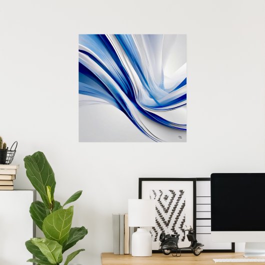 Blauw en wit poster (Thuiskantoor)