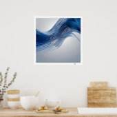 Blauw en wit poster (Keuken)