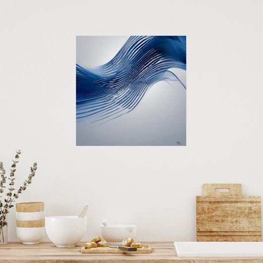 Blauw en wit poster (Keuken)