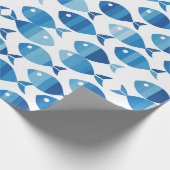 Blauw en wit preppy kustvis cadeaupapier (Hoek)