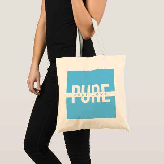 Blauw en Wit Pure Eigenliefde Boodschappentas Tote Bag (Voorkant (product))