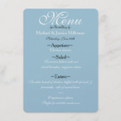 Blauw en Wit Quatrefoil Bruiloft Menu (Voorkant)