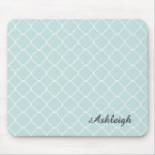 Blauw en wit Quatrefoil Muismat (Voorkant)