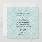 Blauw en Wit Quatrefoil Patroon Bruiloft Kaart (Voorkant)