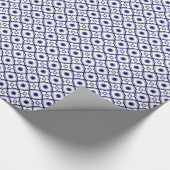 Blauw en wit Quatrefoil patroon Cadeaupapier (Hoek)