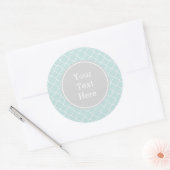 Blauw en wit Quatrefoil Ronde Sticker (Envelop)