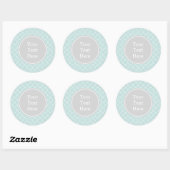 Blauw en wit Quatrefoil Ronde Sticker (Vel)