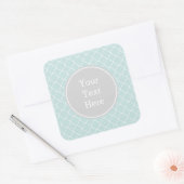 Blauw en wit Quatrefoil Vierkante Sticker (Envelop)