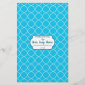 Blauw en wit Quatrefoil-witboek (Voorkant)